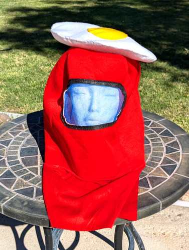 Red among fried egg costume - red,